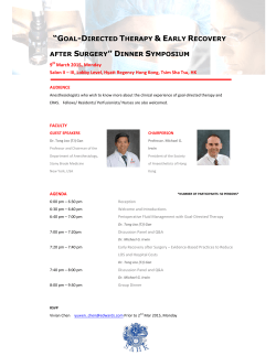 “goal-directed therapy & early recovery after surgery” dinner