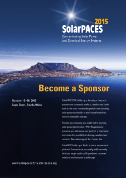 Become a Sponsor - Concentrating Solar Power and Chemical