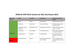 NYDA & ETDP SETA Centres for NSC 2nd Chance 2015