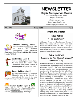 Current Newsletter - Boyds Presbyterian Church