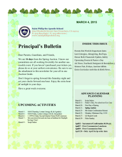 Principal`s Bulletin - Saint Philip School