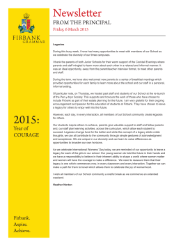 2015: Newsletter - Firbank Grammar School