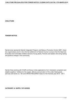 child fund pre-qualification tender notice, closing date:2.00 pm, 12th