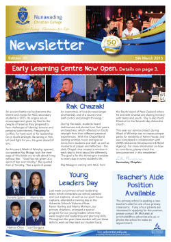 Newsletter 5th March 2015 - Nunawading Christian College