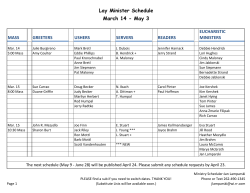 Lay Minister Schedule March 14