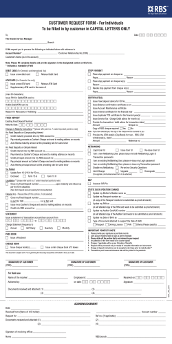 CUSTOMER REQUEST FORM - For Individuals To be filled