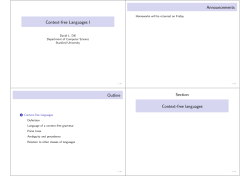Context-free Languages I Announcements Outline Section Context