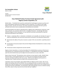 For immediate release City of Bothell Finalizes Purchase & Sale