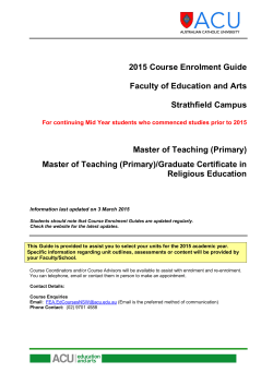 Course Enrolment Guide – Mid Year Entrants Master of