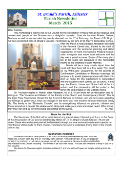 Newsletter (pdf ) - St. Brigid`s Parish, Killester