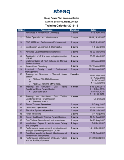 Training Calendar 2015-16 Steag Power Plant Learning Centre