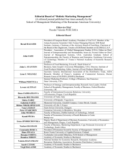 Editorial Board of “Holistic Marketing Management” (A refereed