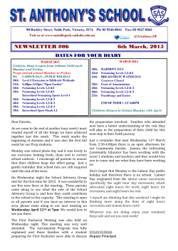 NEWSLETTER #06 6th March, 2015