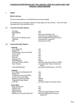RAMS Jan-Jun 2015 Changes
