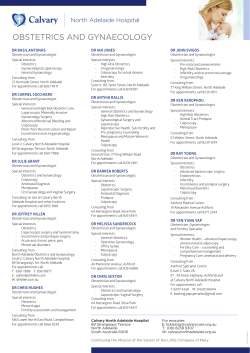 obstetrics and gynaecology - Calvary North Adelaide Hospital