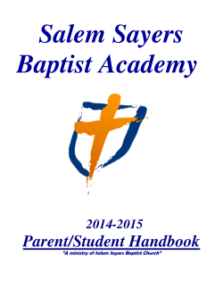 Parent/Student Handbook - Salem Sayers Baptist Academy