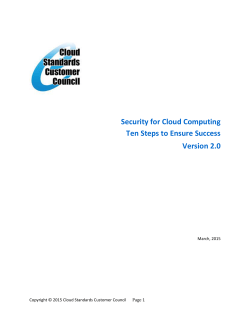 Security for Cloud Computing Ten Steps to Ensure Success Version