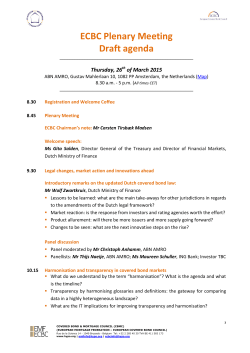 Agenda – ECBC Plenary Meeting 26th of March 2015