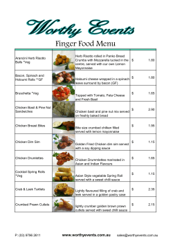 Finger Food Menu - Party Supplies and Hire Berwick