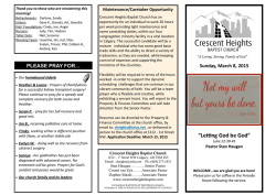 March 8 - Crescent Heights Baptist Church