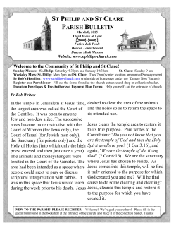 March 8, 2015 Bulletin - St. Philip Parish and St. Clare Mission