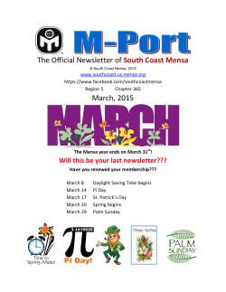 The Official Newsletter of South Coast Mensa March, 2015