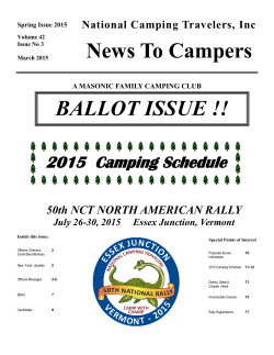 News to Campers March 2015 - National Camping Travellers