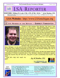 Newsletter for March 2015 - Locksmith Security Association