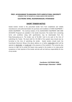 SHORT TENDER NOTICE - Professor Jayashankar Telangana State