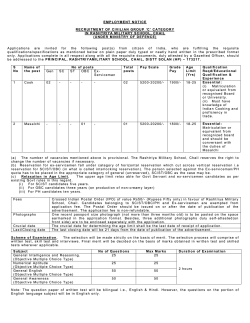 Recruitment RMS Chail - Rashtriya Military School