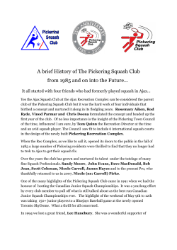 A brief History of The Pickering Squash Club from 1985 and on into