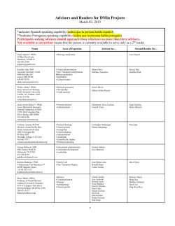 Advisors and Readers for DMin Projects