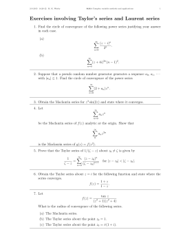 Exercises involving Taylor`s series and Laurent series