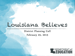 District Planning Call - Louisiana Department of Education