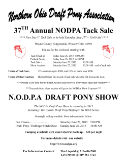 37 Annual NODPA Tack Sale N.O.D.P.A DRAFT PONY SHOW