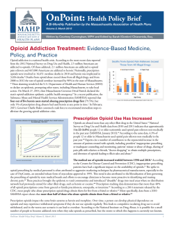 MAHP OnPoint Opioid Addiction Treatment Policy Brief