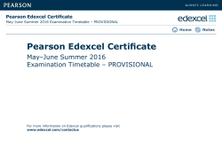 Edexcel Certificate June 2016 Provisional Timetable (PDF | 216.6 KB)