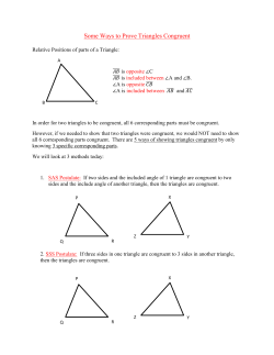 Some Ways to Prove Triangles Congruent