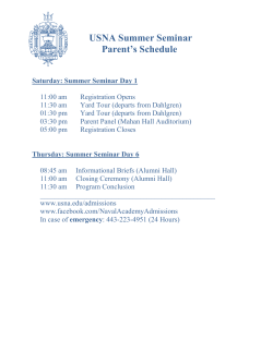 USNA Summer Seminar Parent`s Schedule Saturday