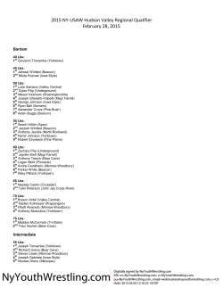 2015 NY-USAW Hudson Valley Regional Qualifier February 28, 2015