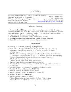 Lior Pachter - Mathematics - University of California, Berkeley