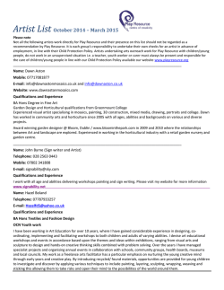 Artist List October 2014 &ndash; March 2015