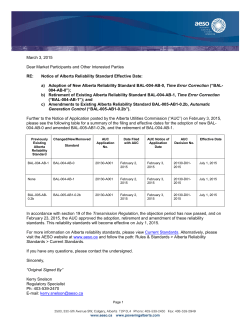 Notice of Alberta Reliability Standard Effective Date