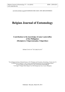 Belgian Journal of Entomology - Société royale belge d`Entomologie