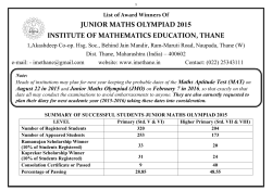 to view the Result of JMO - 2015 - Institute of Mathematics Education