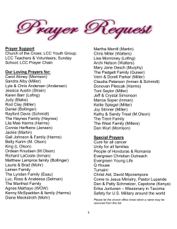 Prayer List - Lutheran Church of the Cross