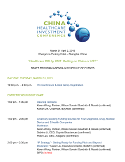 Agenda PDF - china healthcare investment conference