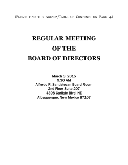 REGULAR MEETING OF THE BOARD OF DIRECTORS