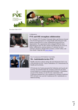 FVE Newsletter March 2015 - Federation of Veterinarians of Europe