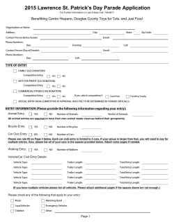 2015 parade entry application - Lawrence St Patrick`s Day Parade
